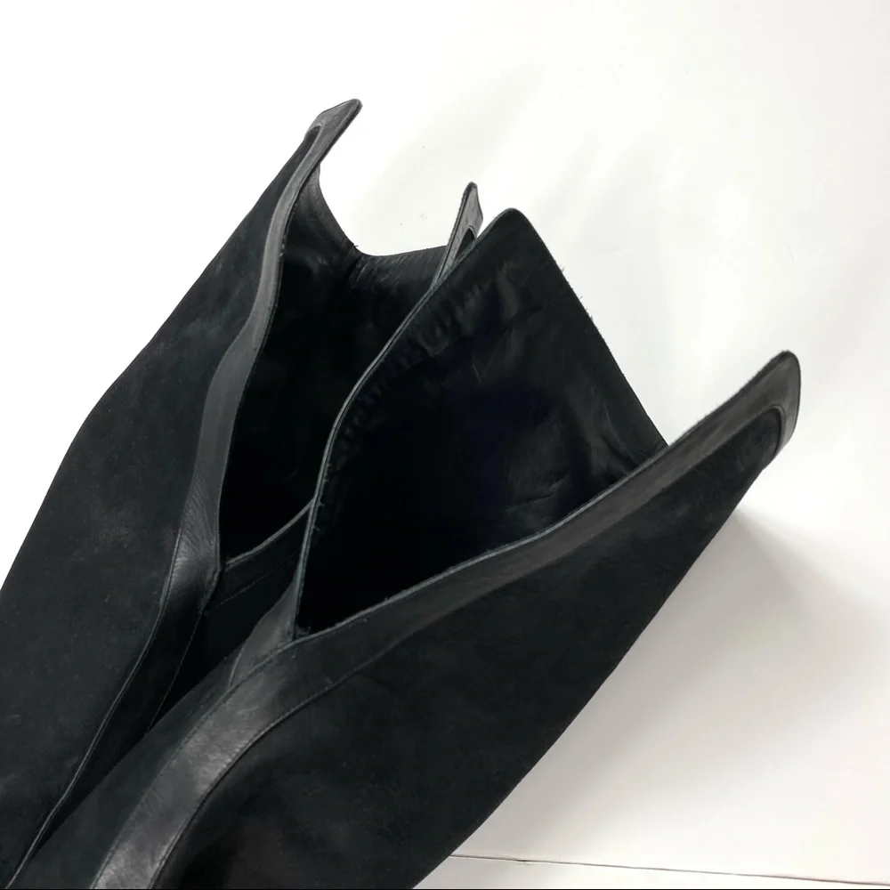 Sophia Webster Hallie Nubuck Leather Over the Knee Heel Boot in Black - Picture 9 of 16